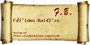 Földes Balázs névjegykártya